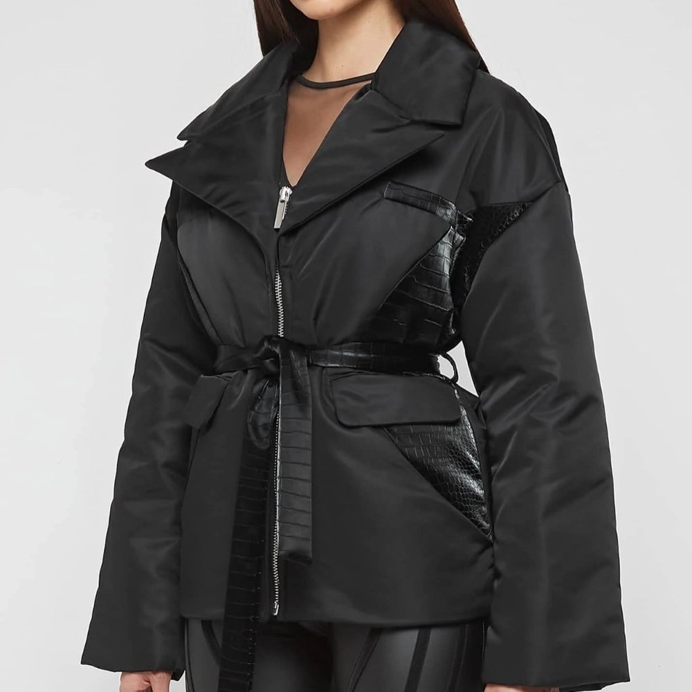 NWOT Maniere De Voir Black Puffer Jacket